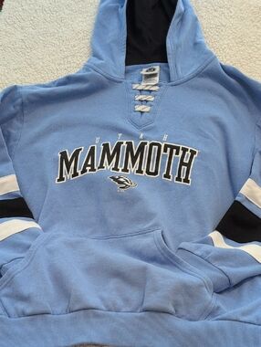 NHL Light Blue Hoodie with Black and White Logo Tag